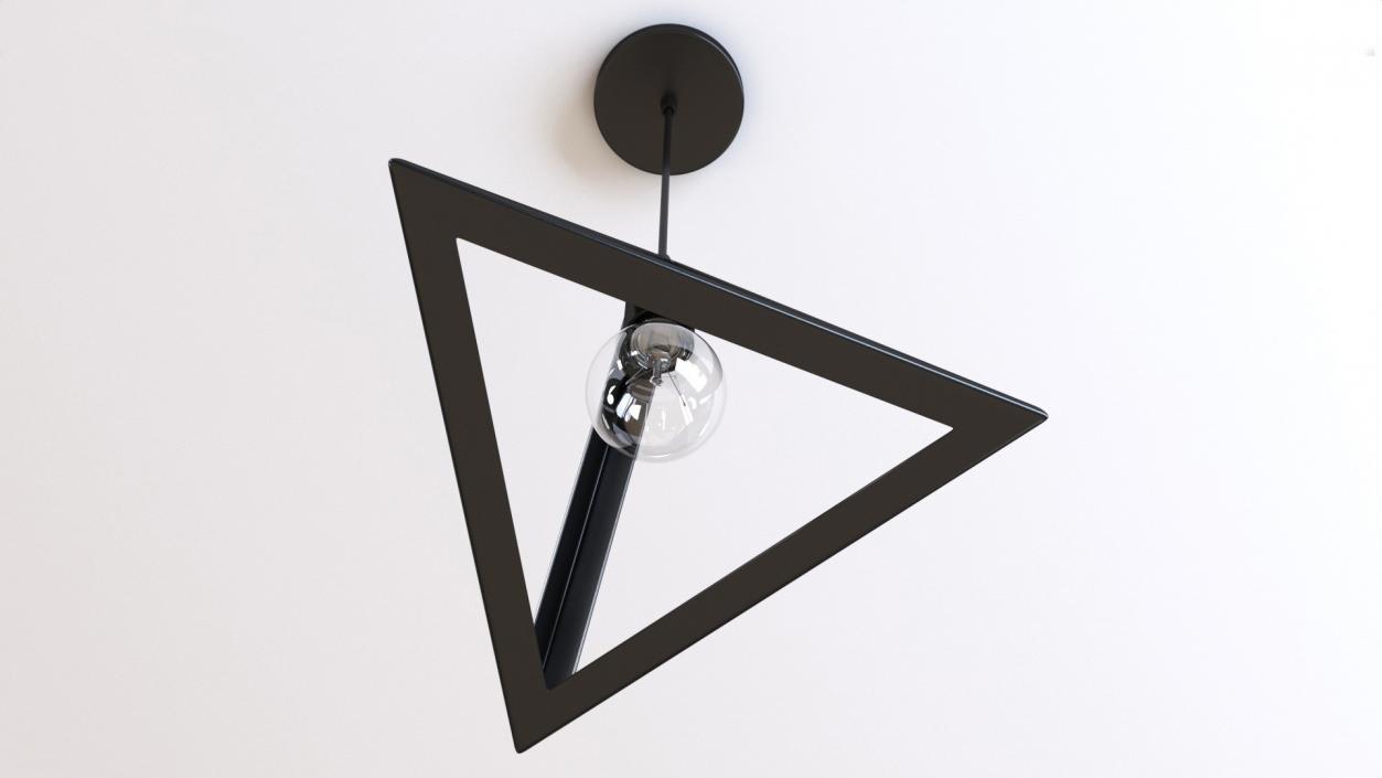 3D model Modern Pendant Light Pyramid Shape Black