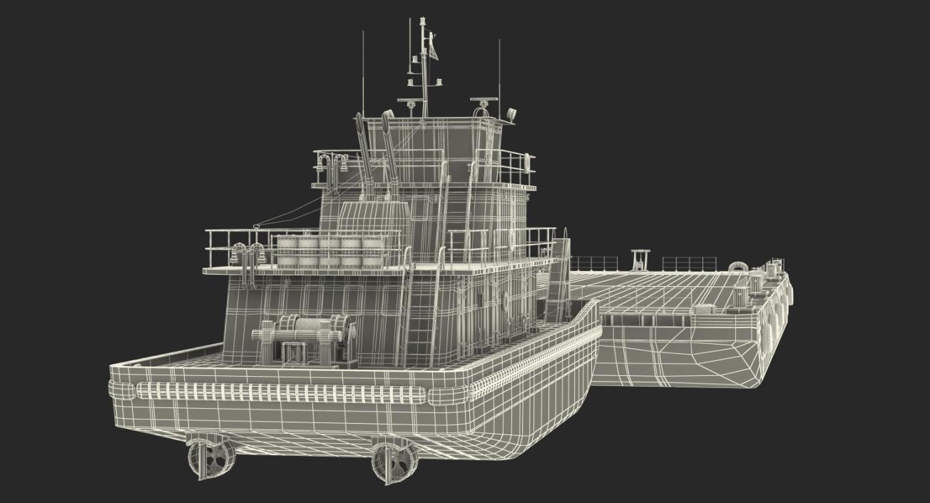 3D Push Boat Ship with Pontoon Barge model