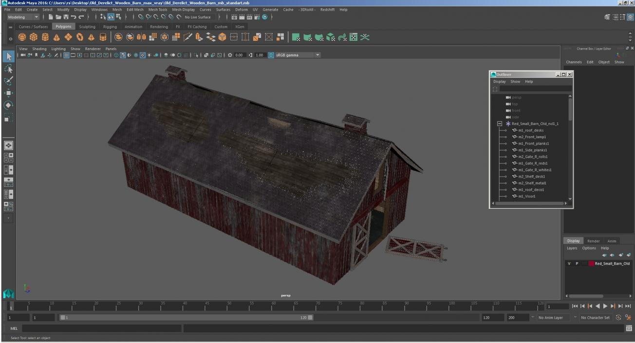Old Derelict Wooden Barn 3D model