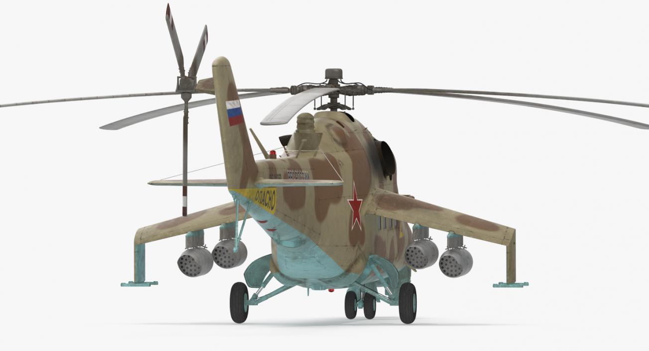 3D Russian Attack Helicopter Mil Mi-24B Hind