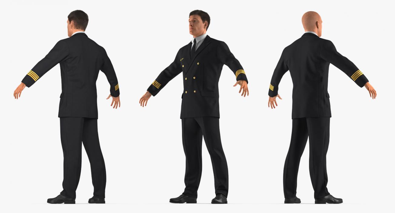 3D Airline Pilot with Hair model