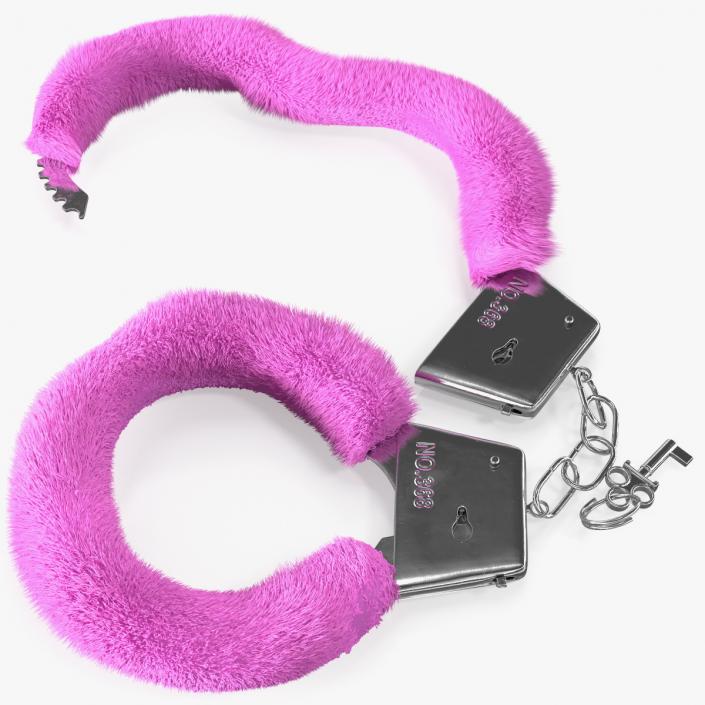 Unfastened Pink Handcuffs Fur 3D model