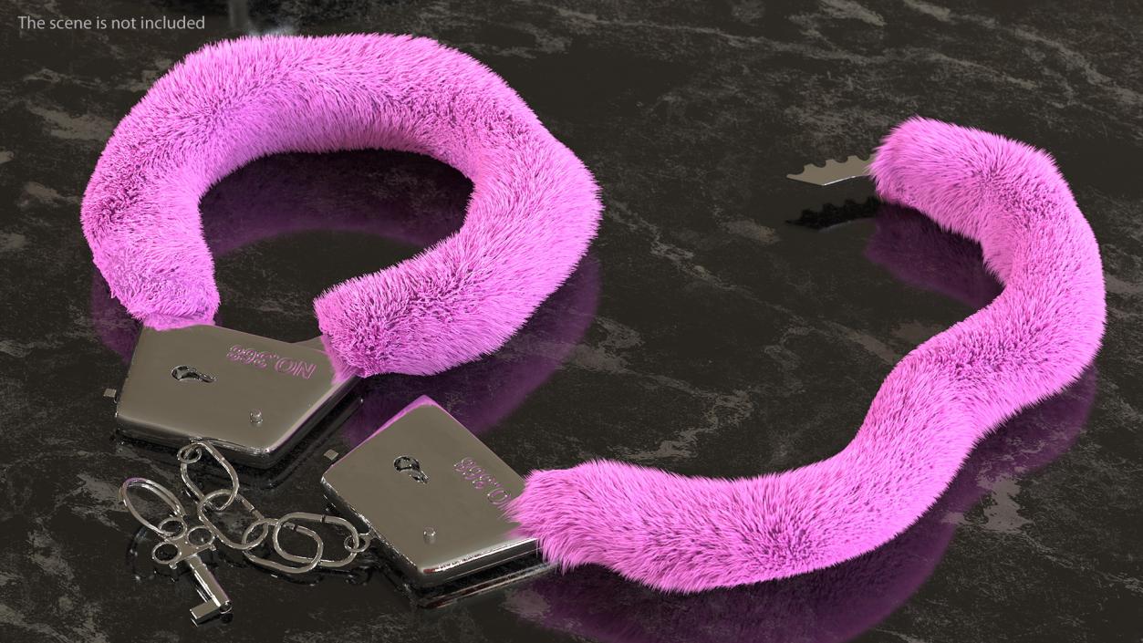 Unfastened Pink Handcuffs Fur 3D model