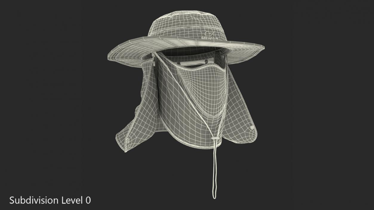 Outdoor Fishing Hat with Removable Neck Flap and Face Cover Mask 3D model