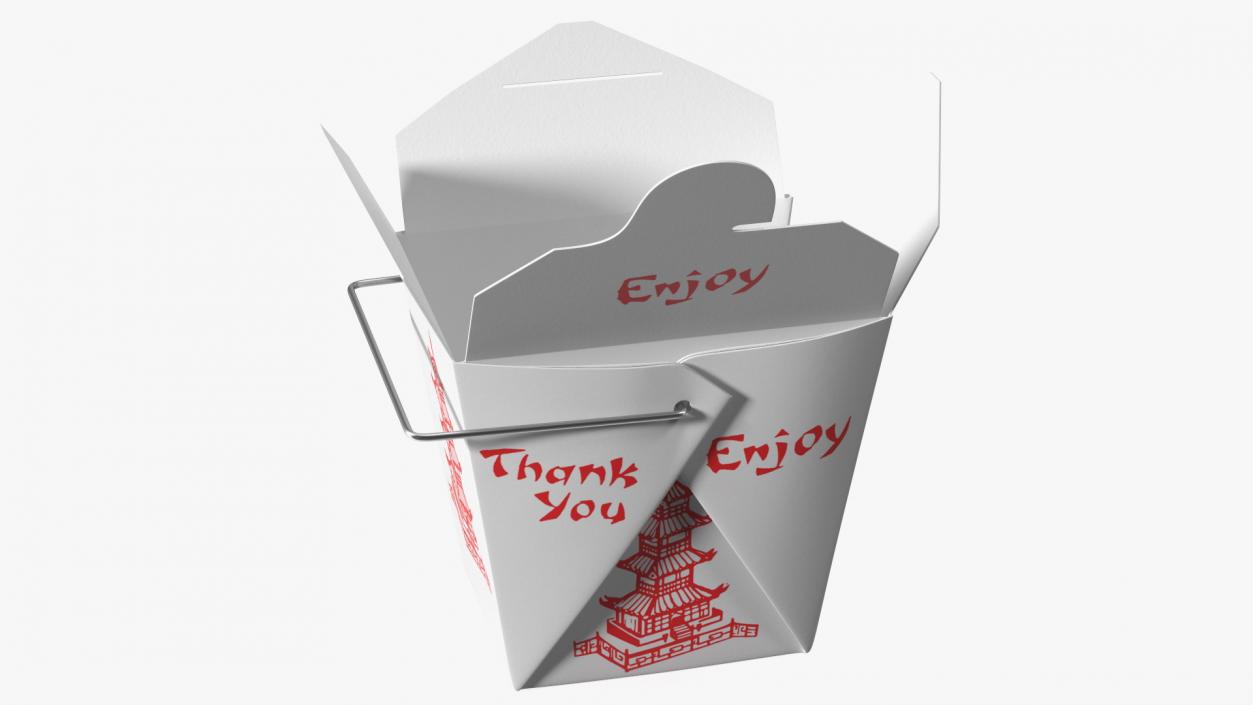 3D Chinese Restaurant Opened Takeout Box 16 Oz model