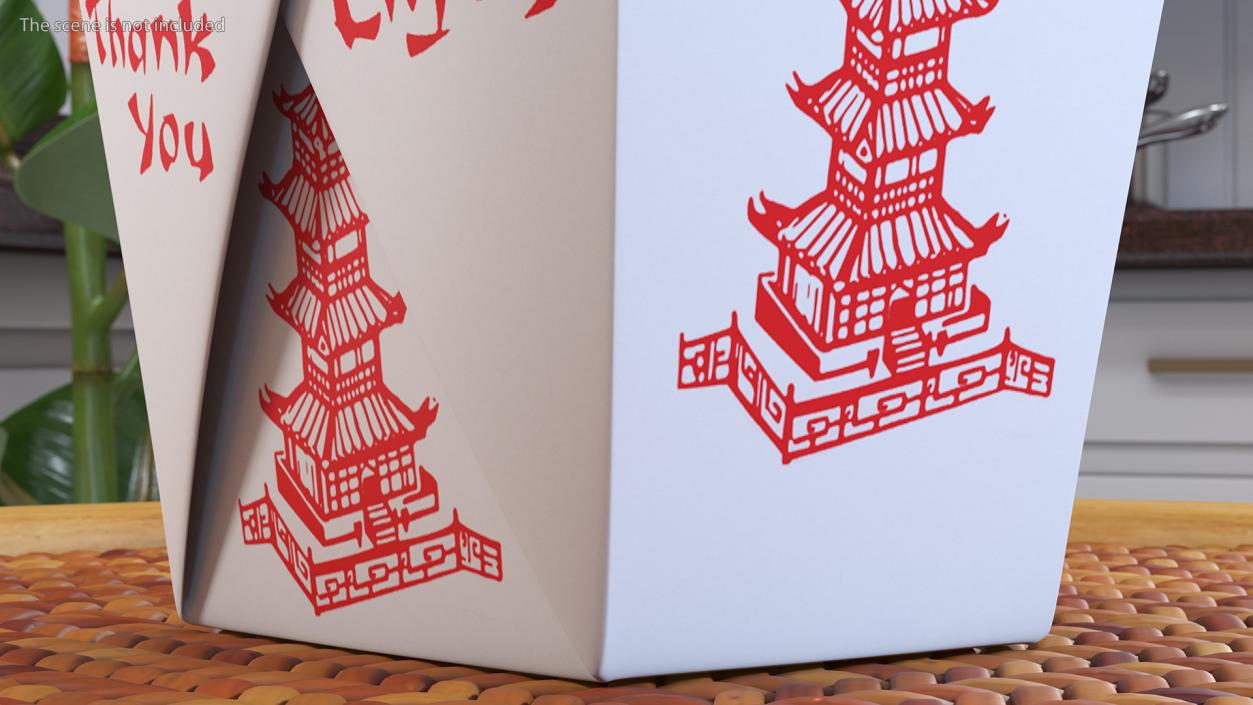 3D Chinese Restaurant Opened Takeout Box 16 Oz model