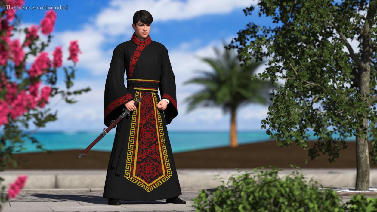 3D model Traditional Chinese Man Rigged