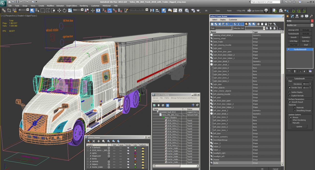 Volvo VNL 860 Truck 2018 with Trailer Rigged 3D model