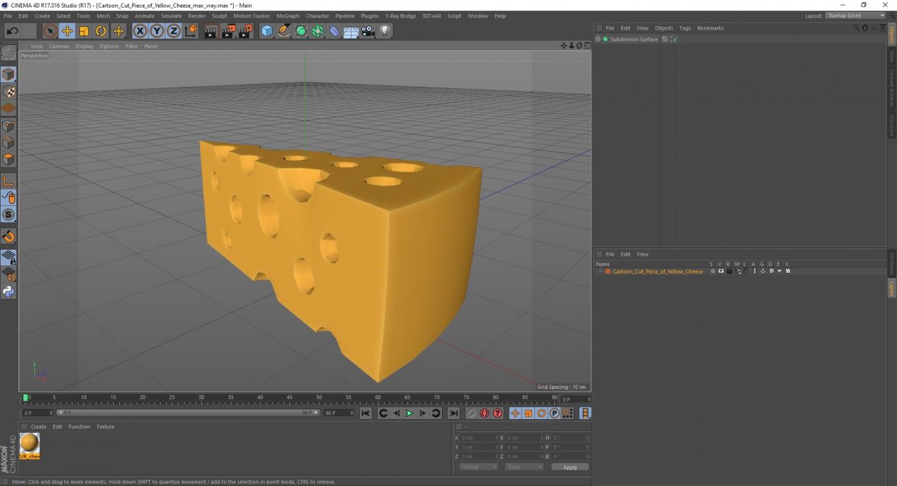 Cartoon Cut Piece of Yellow Cheese 3D model