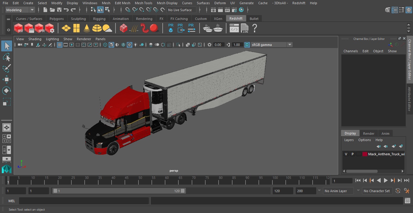 3D Mack Anthem Truck with Vanguard Reefer Trailer