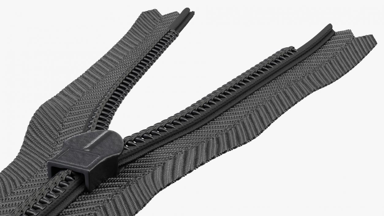 Concealed Zipper with Slider Black 3D model