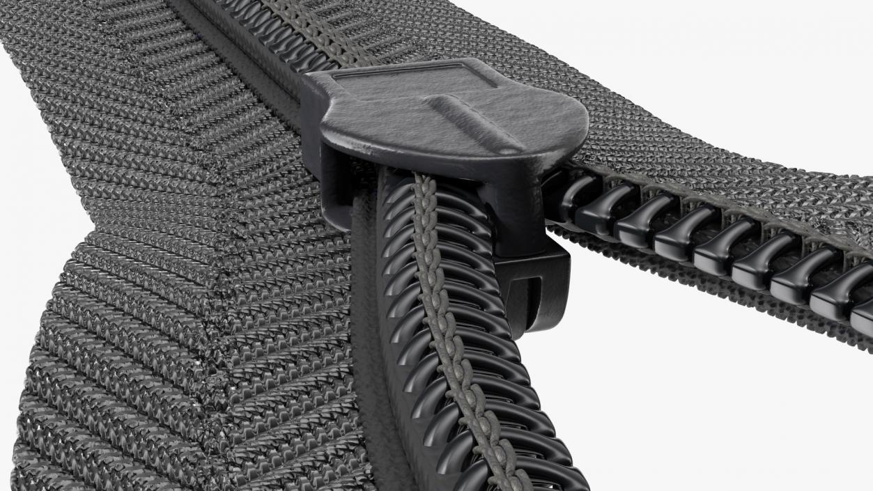 Concealed Zipper with Slider Black 3D model