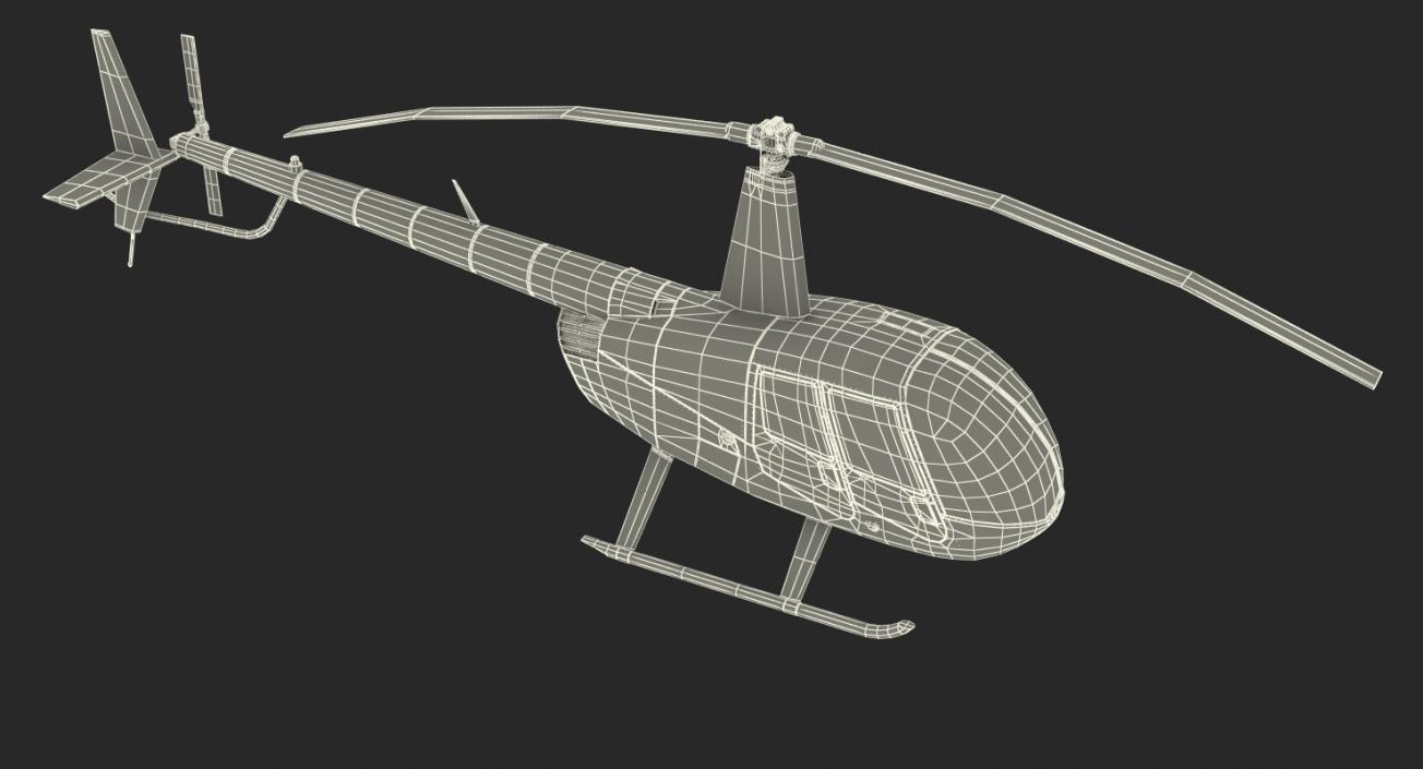3D Light Helicopter Robinson R44 Rigged