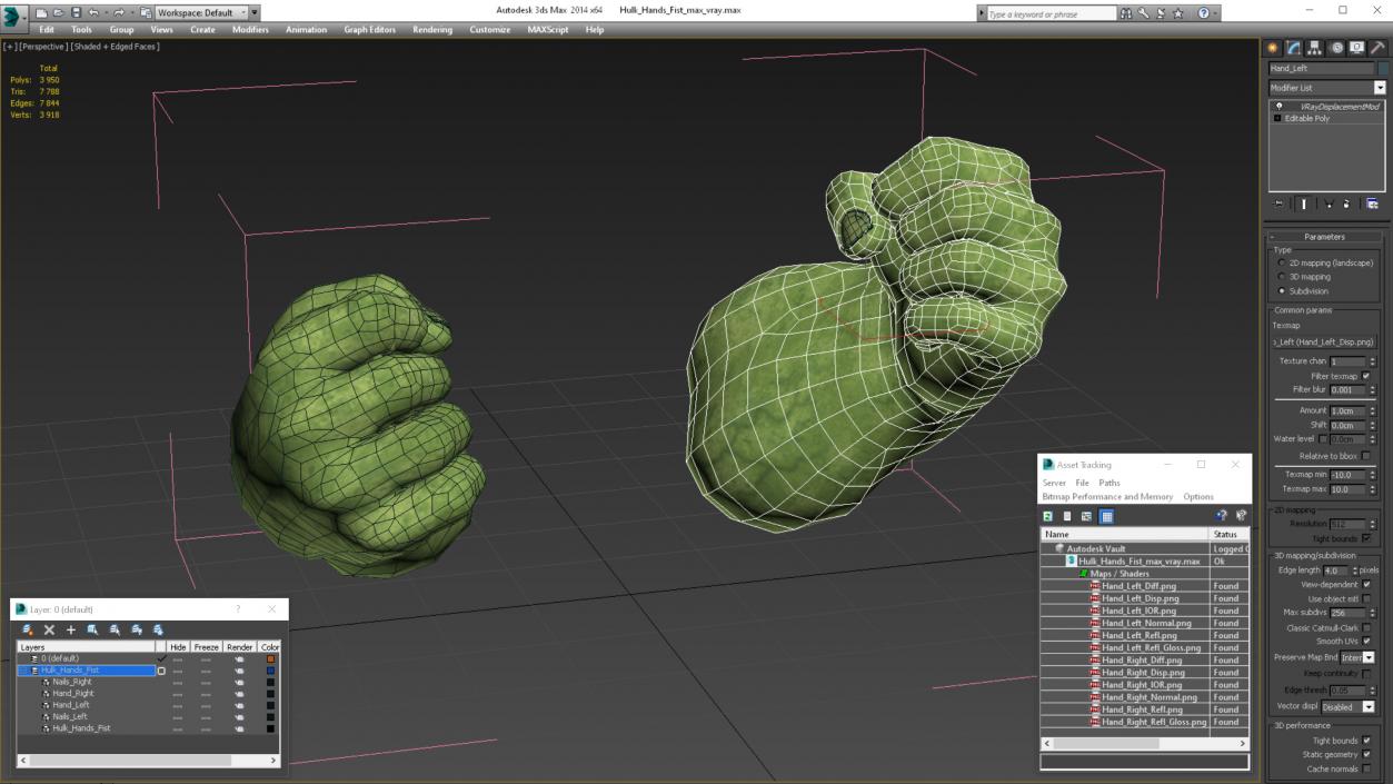 3D model Hulk Hands Fist