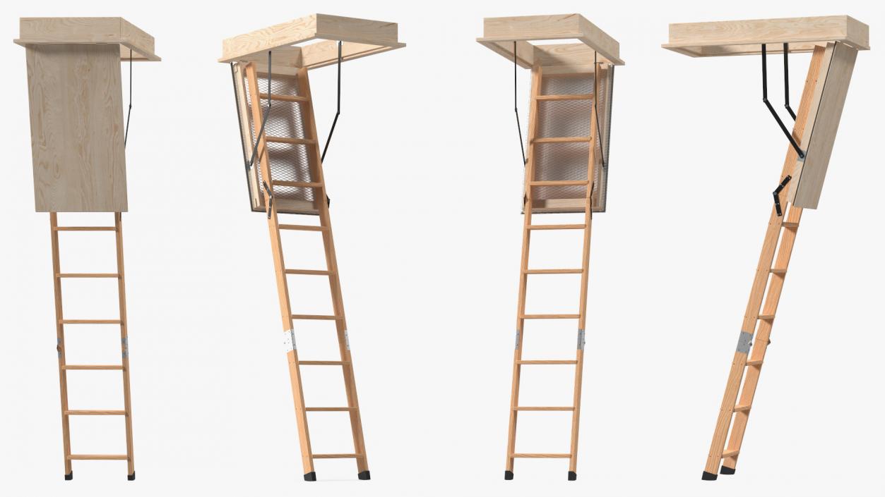 Attic Ladder Rigged 3D model