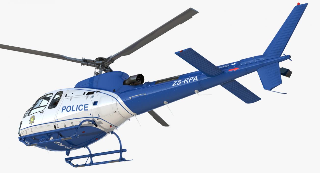 Police Helicopter Eurocopter AS-350 Rigged 3D