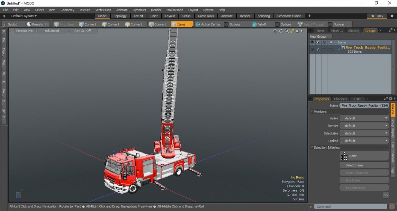 3D model Fire Truck Ready Position