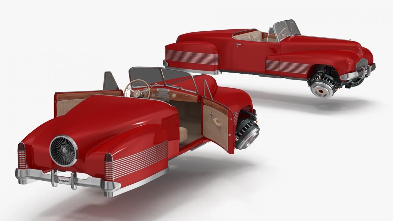 Hover Retro Car Red New Rigged for Maya 3D model