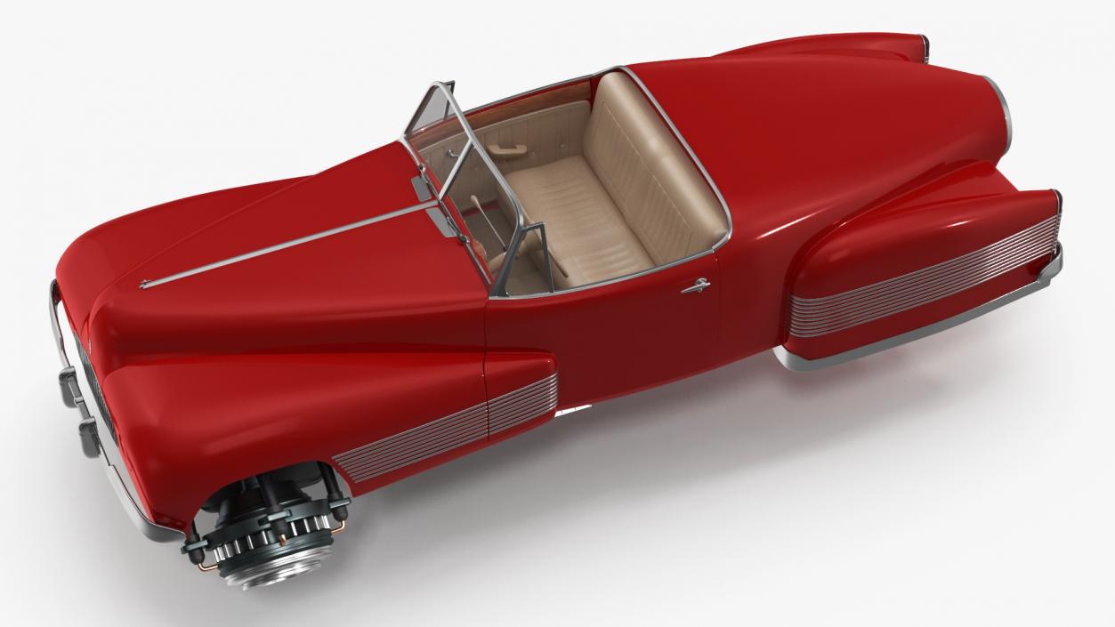 Hover Retro Car Red New Rigged for Cinema 4D 3D model