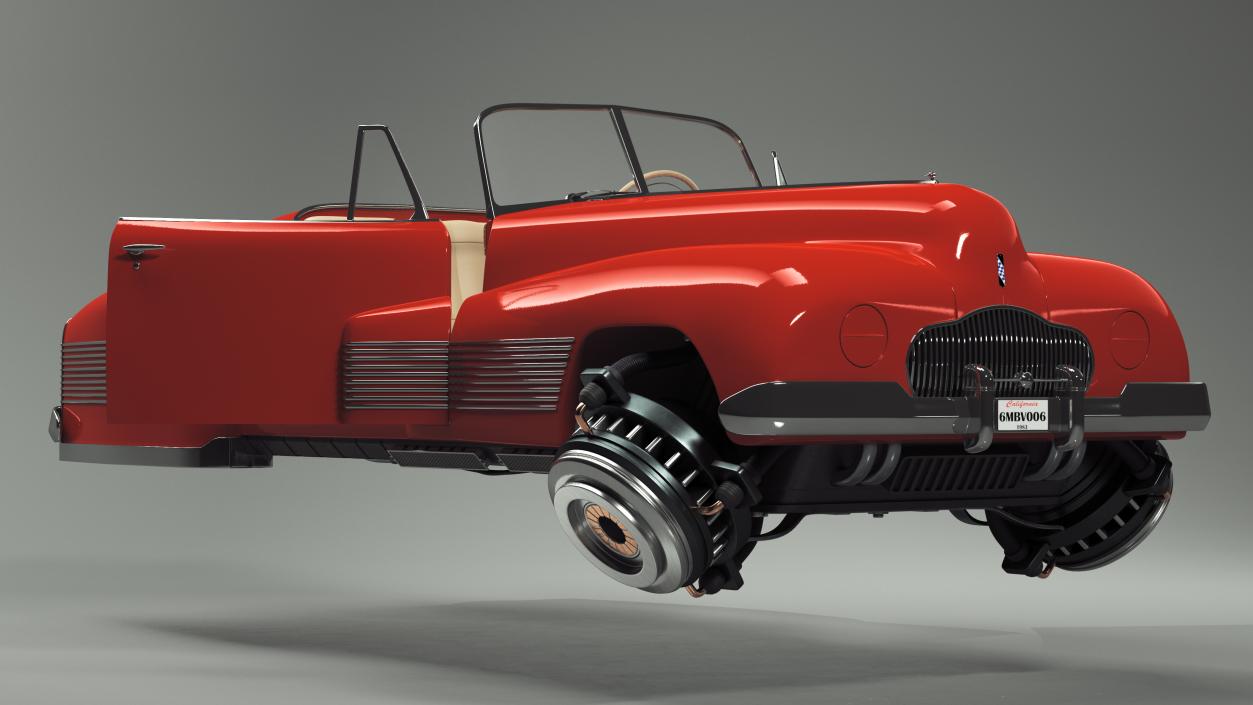 Hover Retro Car Red New Rigged for Cinema 4D 3D model