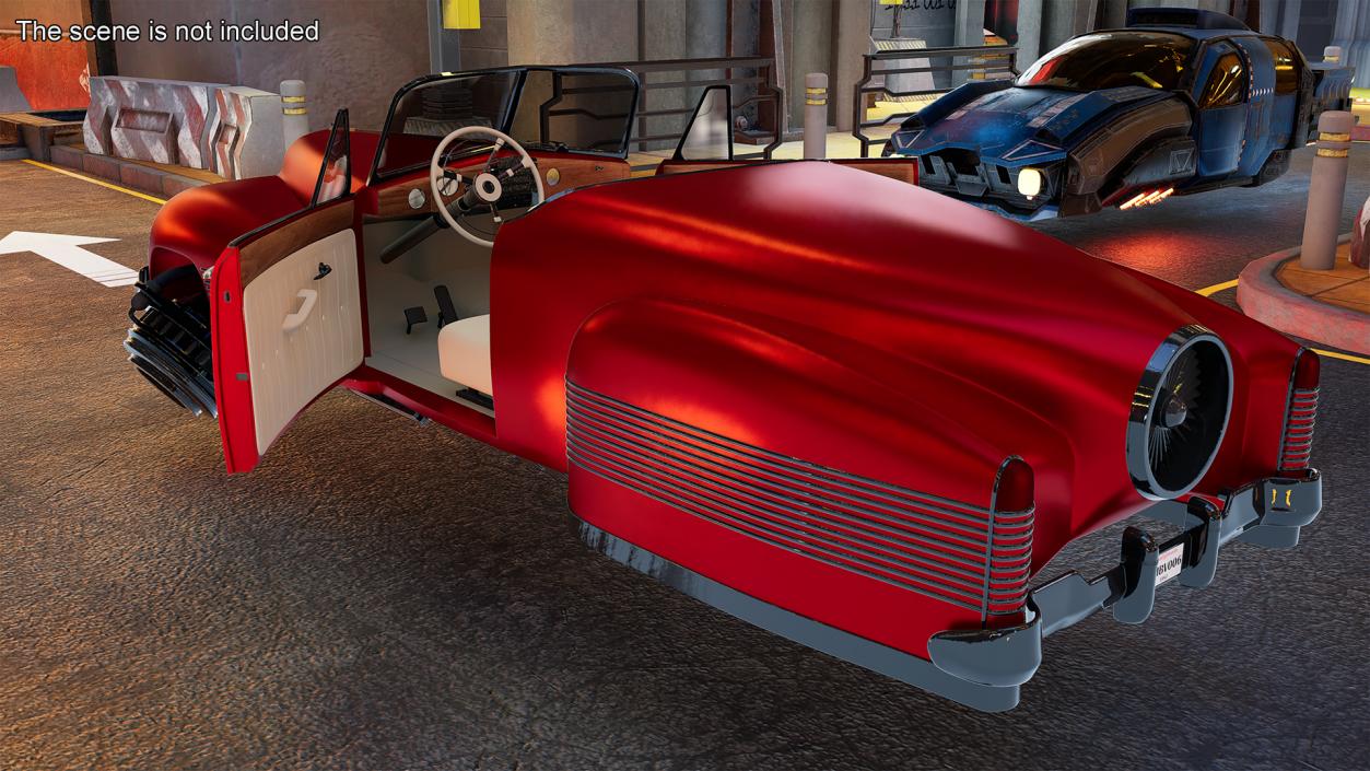 Hover Retro Car Red New Rigged for Maya 3D model