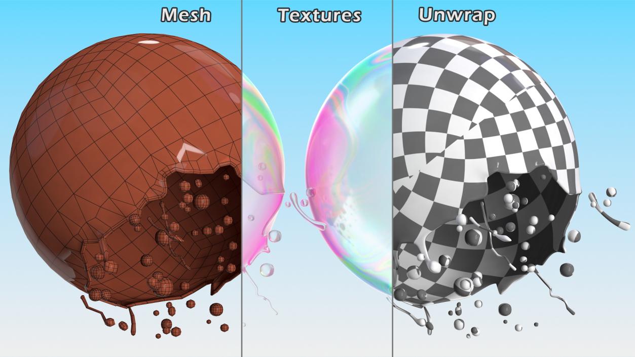 3D model Soap Bubble Burst Stage 3