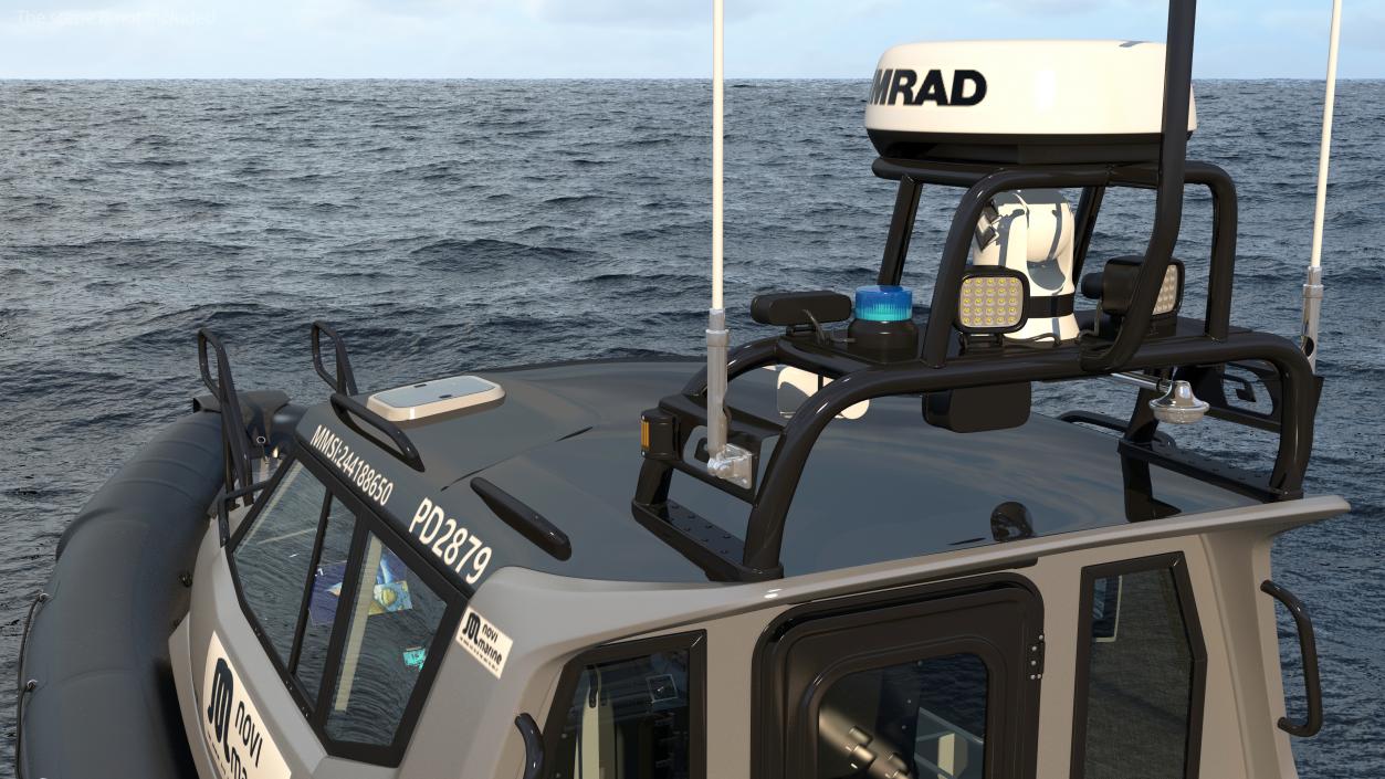 3D Boat Grey Waverider 1060 GRP Cabin Rigged