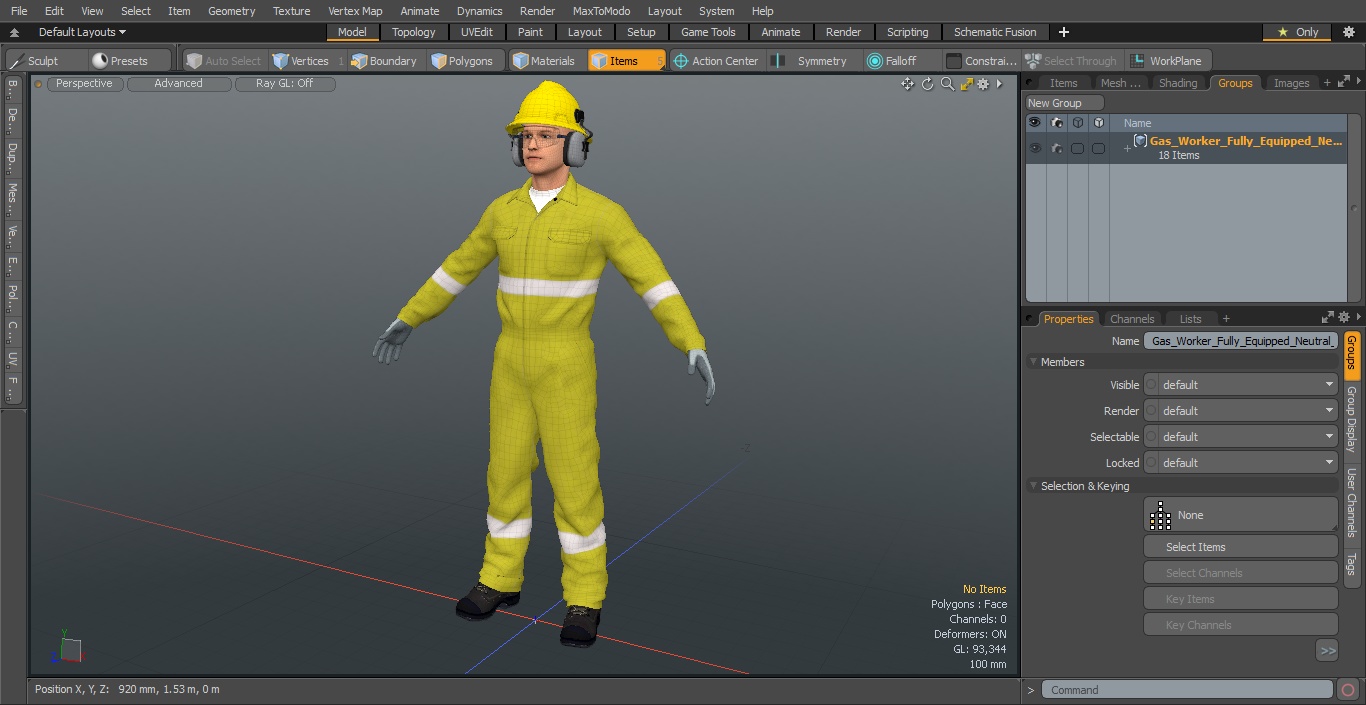 3D Gas Worker Fully Equipped Neutral Pose model