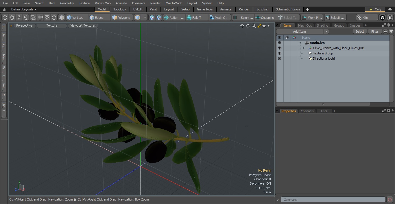 3D model Olive Branch with Black Olives