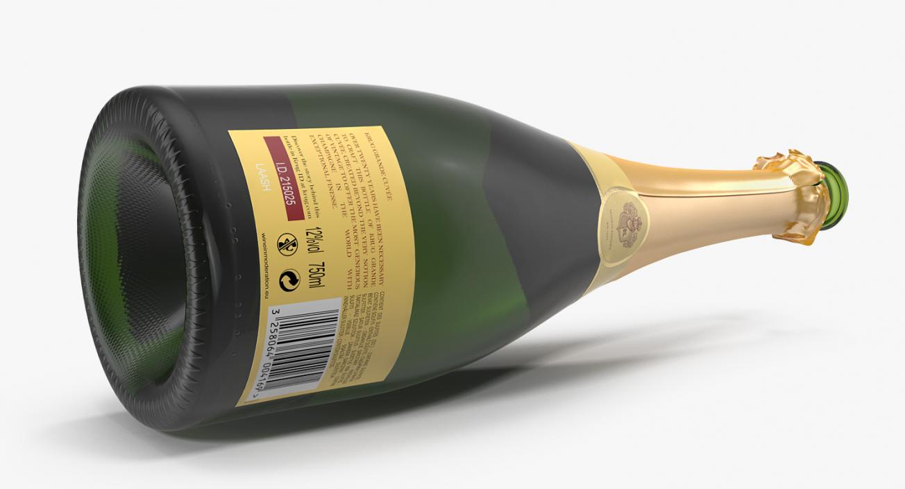 3D Champagne Bottle Krug Opened model