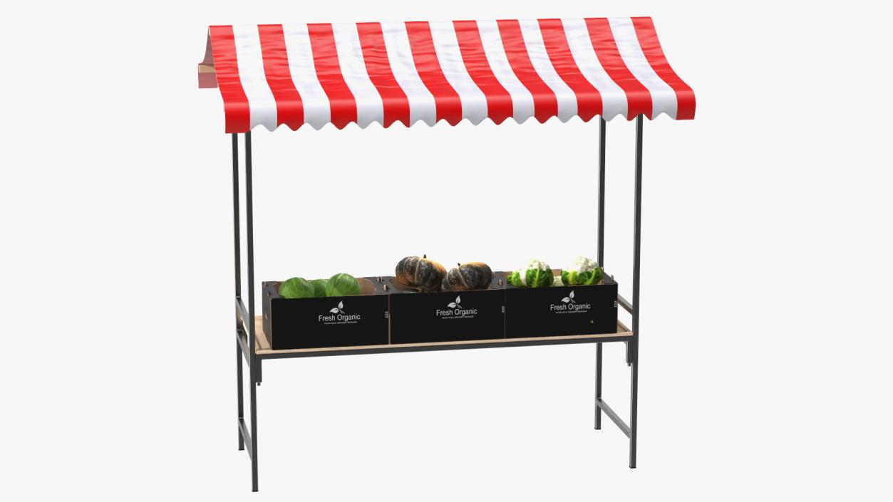 3D Market Stall With Vegetables model