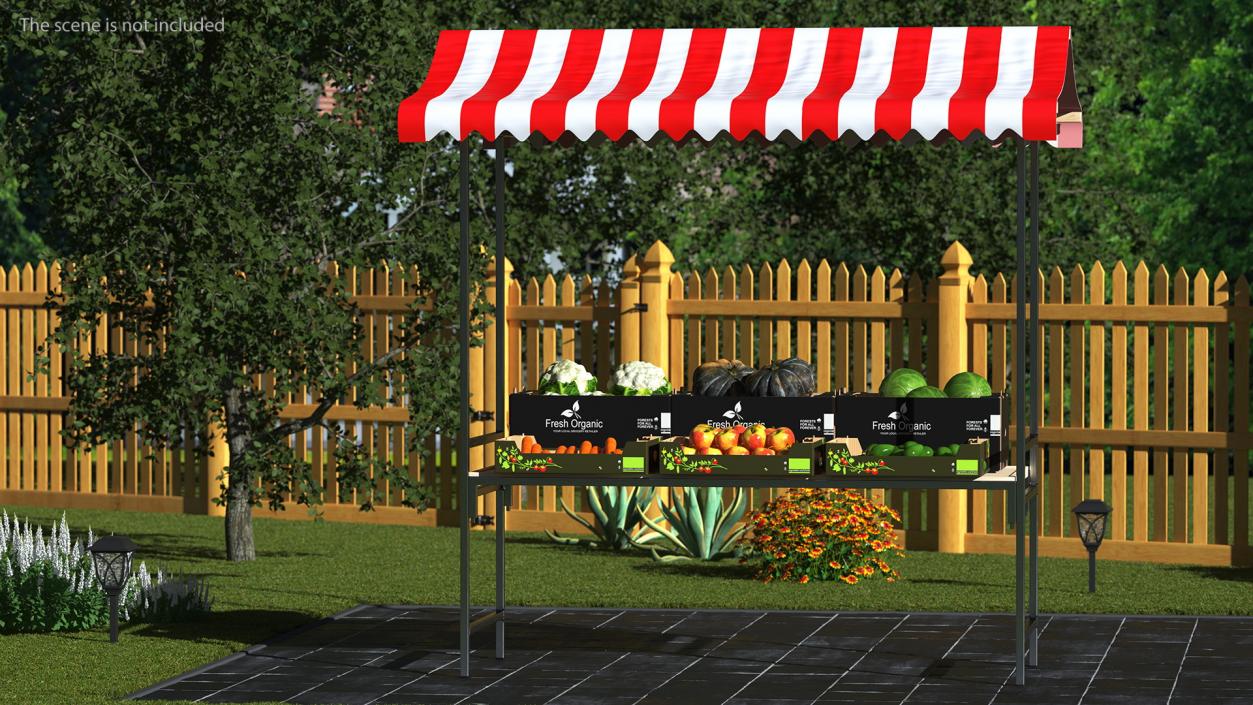 3D Market Stall With Vegetables model
