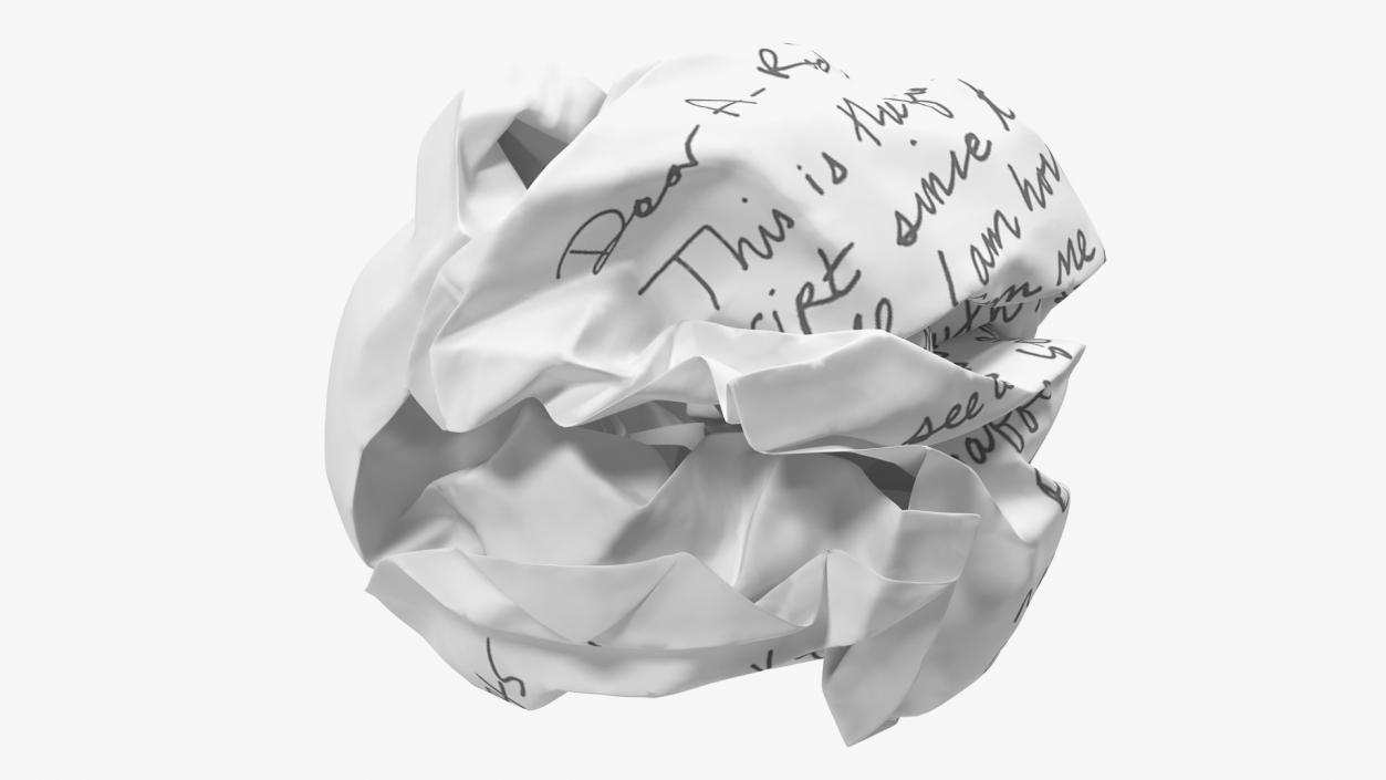 Crumpled Paper Ball with Text 3D model