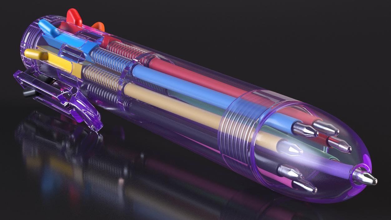 Multicolor Retractable Click Ballpoint Pen 3D