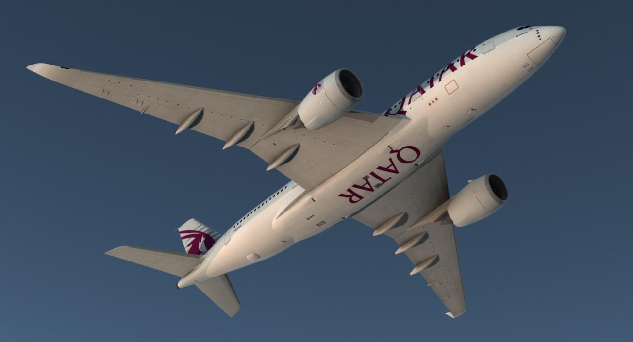 Airbus A350-800 Qatar Rigged 3D Model 3D