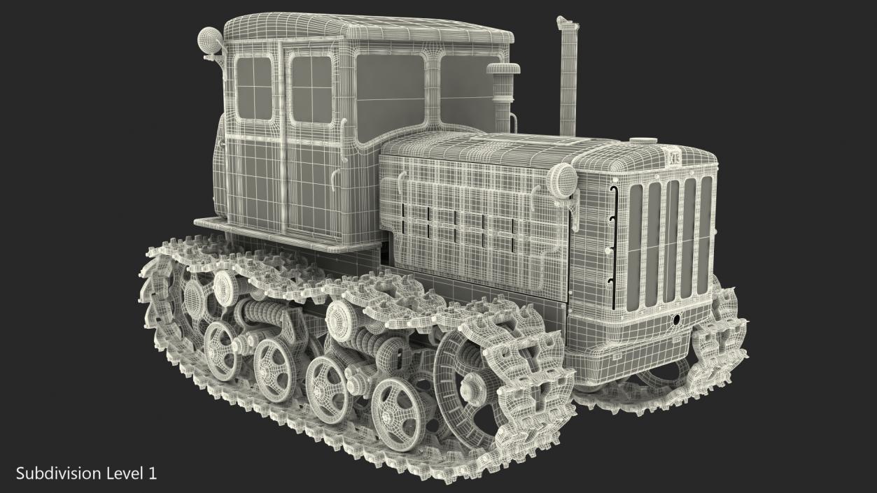 Old Rusty Soviet Crawler Tractor DT54 3D