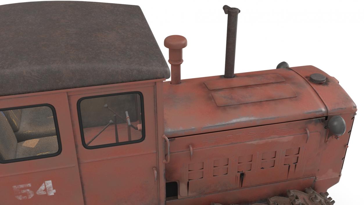 Old Rusty Soviet Crawler Tractor DT54 3D