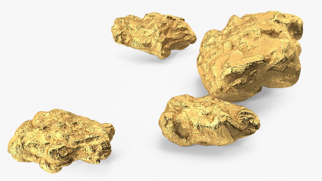 Gold Natural Minerals Big Stones 3D