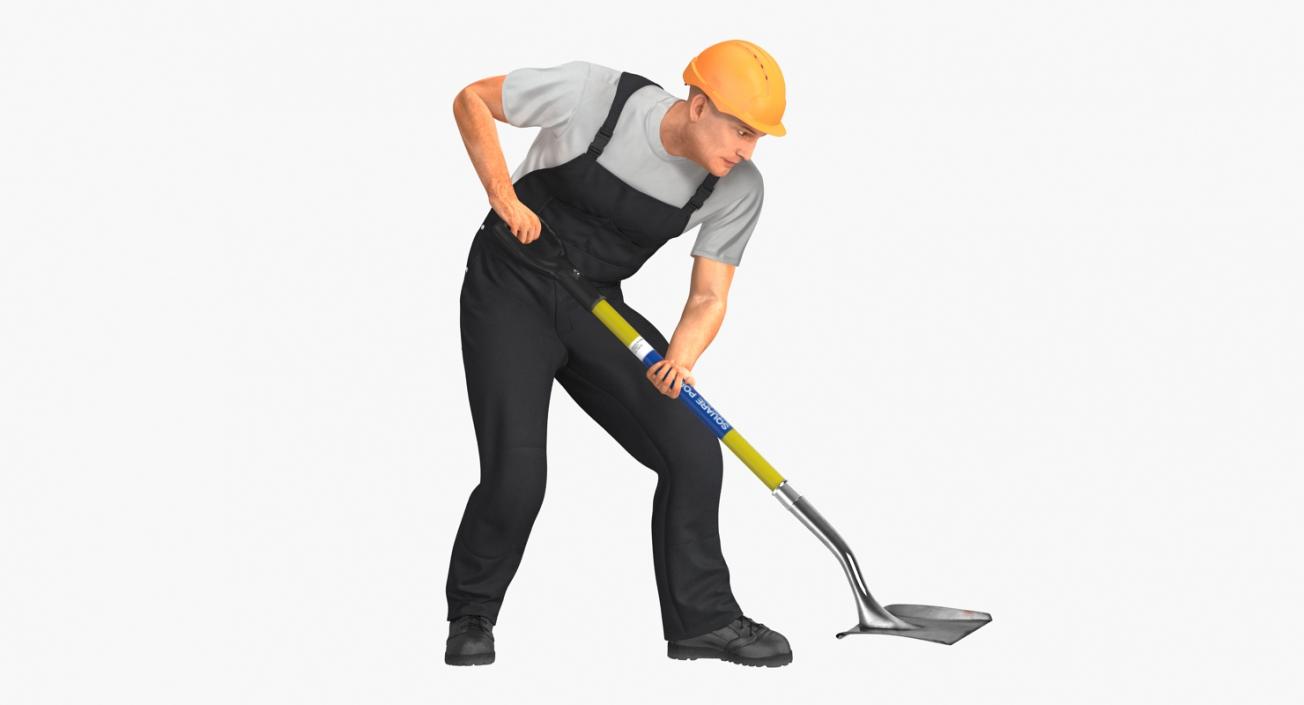 Construction Worker Digging with Shovel 3D model