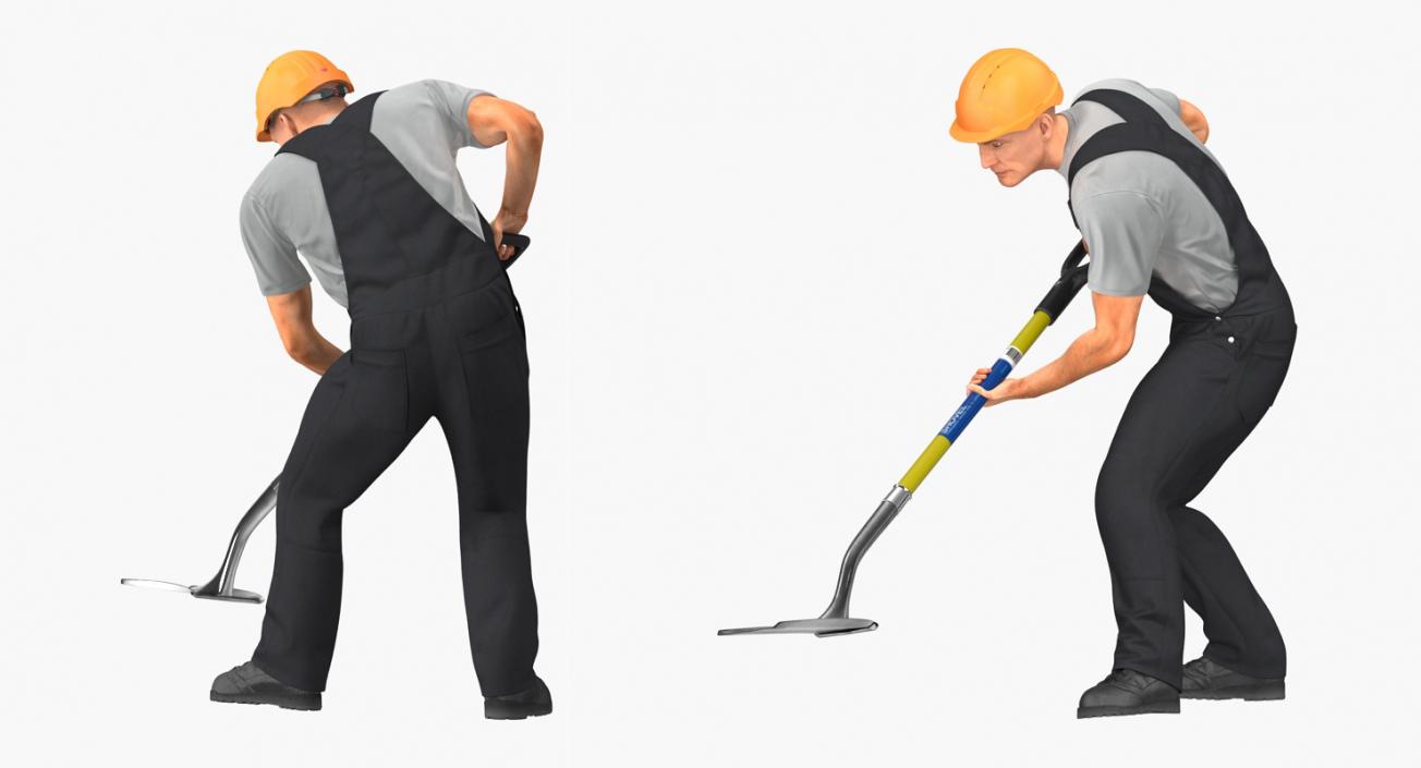 Construction Worker Digging with Shovel 3D model