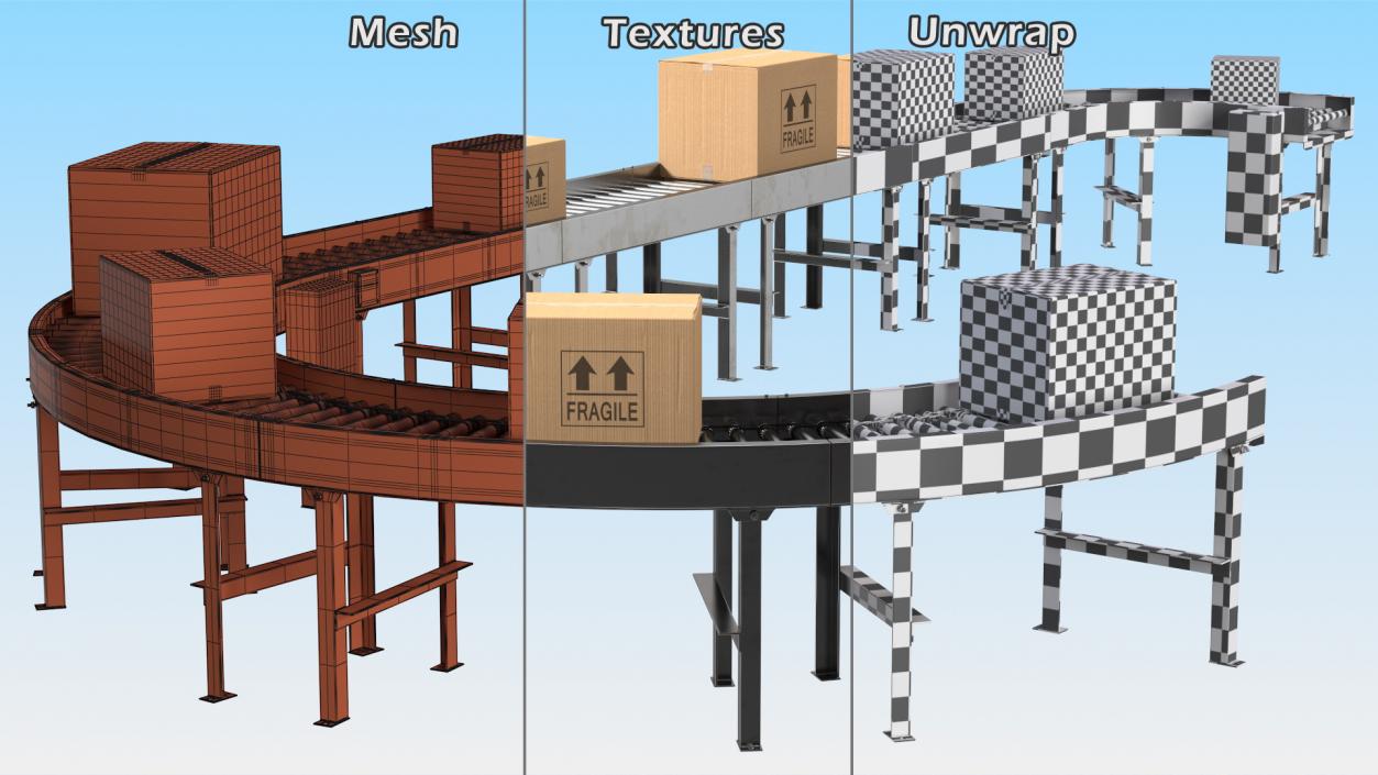 Conveyor Line With Boxes 3D model