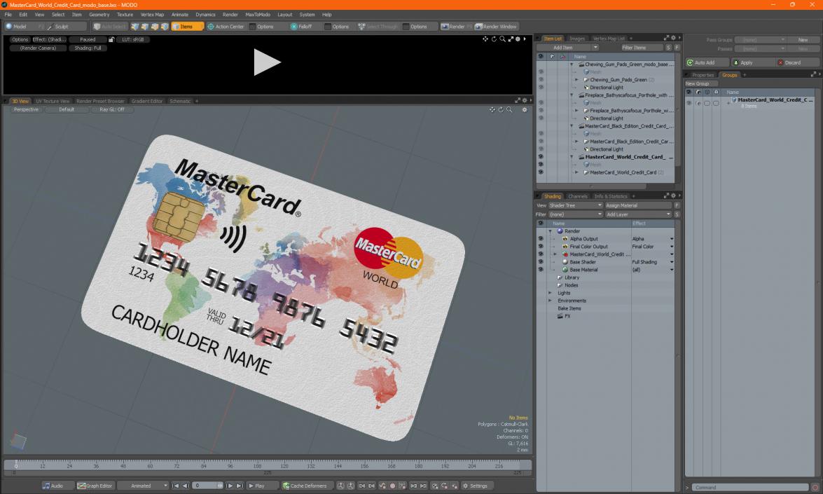 3D MasterCard World Credit Card model