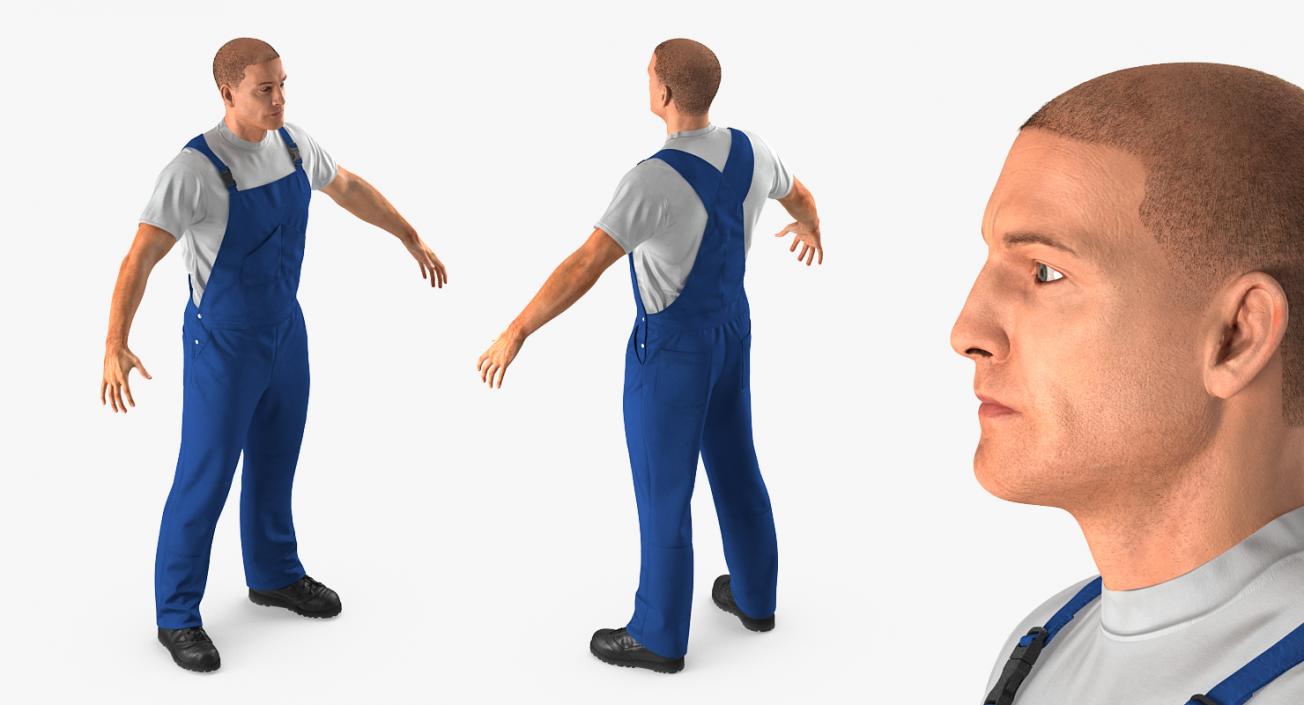 3D Worker Wearing Boiler Suit Rigged model