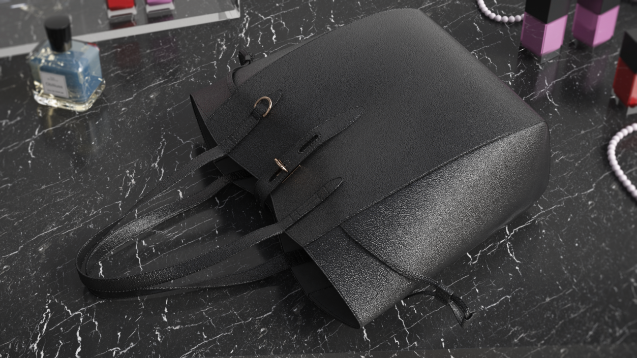 Black Shopper Tote Bag 3D