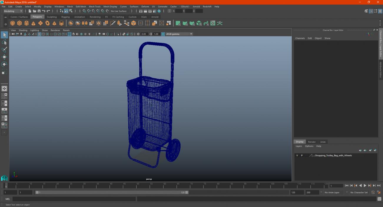Shopping Trolley Bag with Wheels 3D