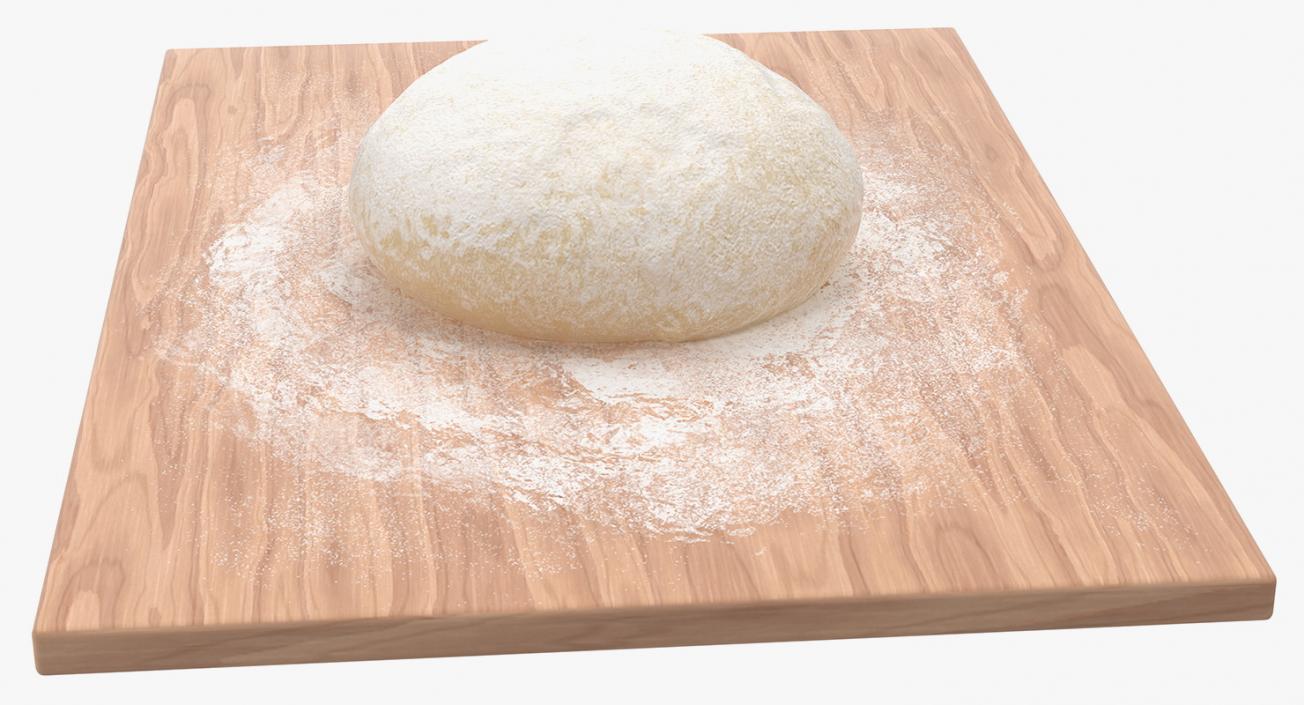 3D Fresh Raw Dough on Wooden Board