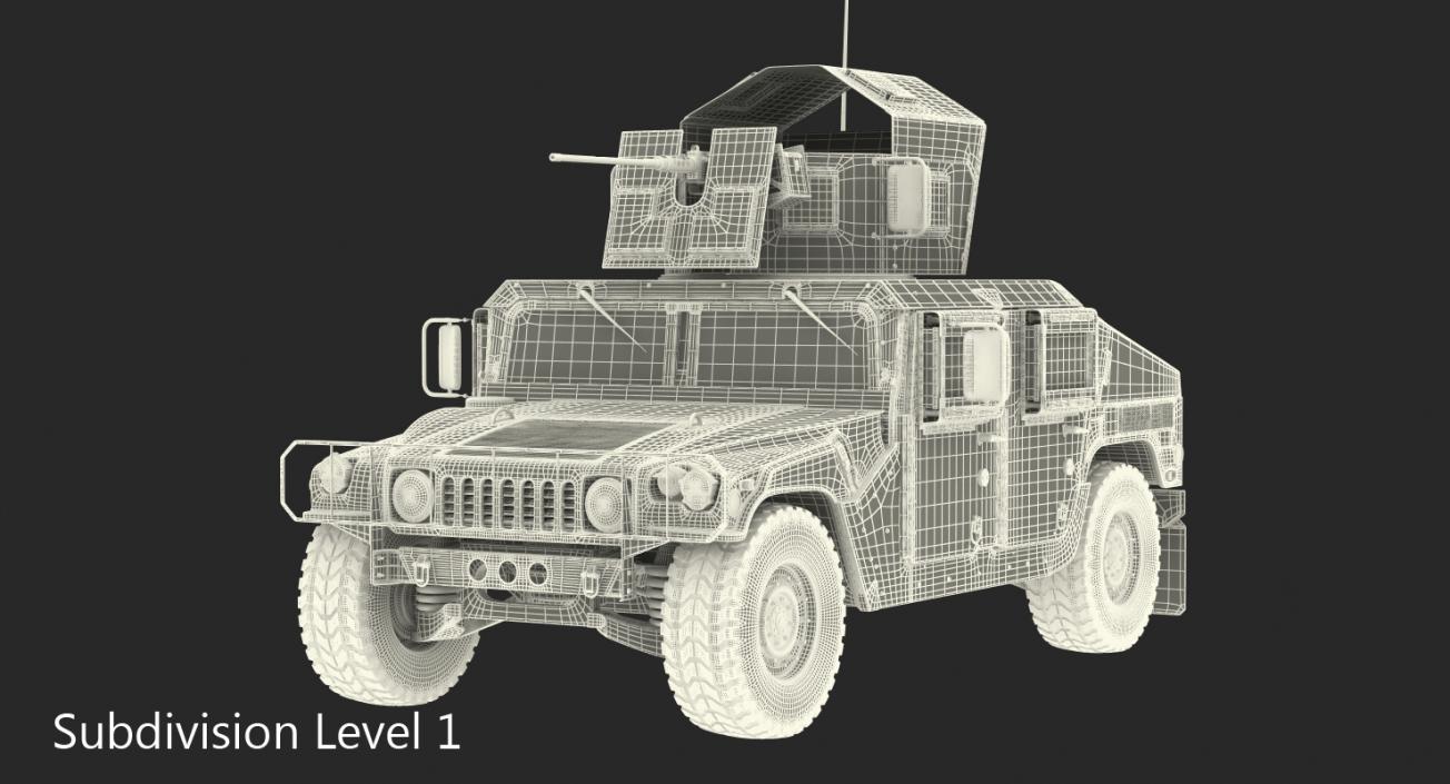 Humvee M1151 Enhanced Armament Carrier Rigged Desert 3D