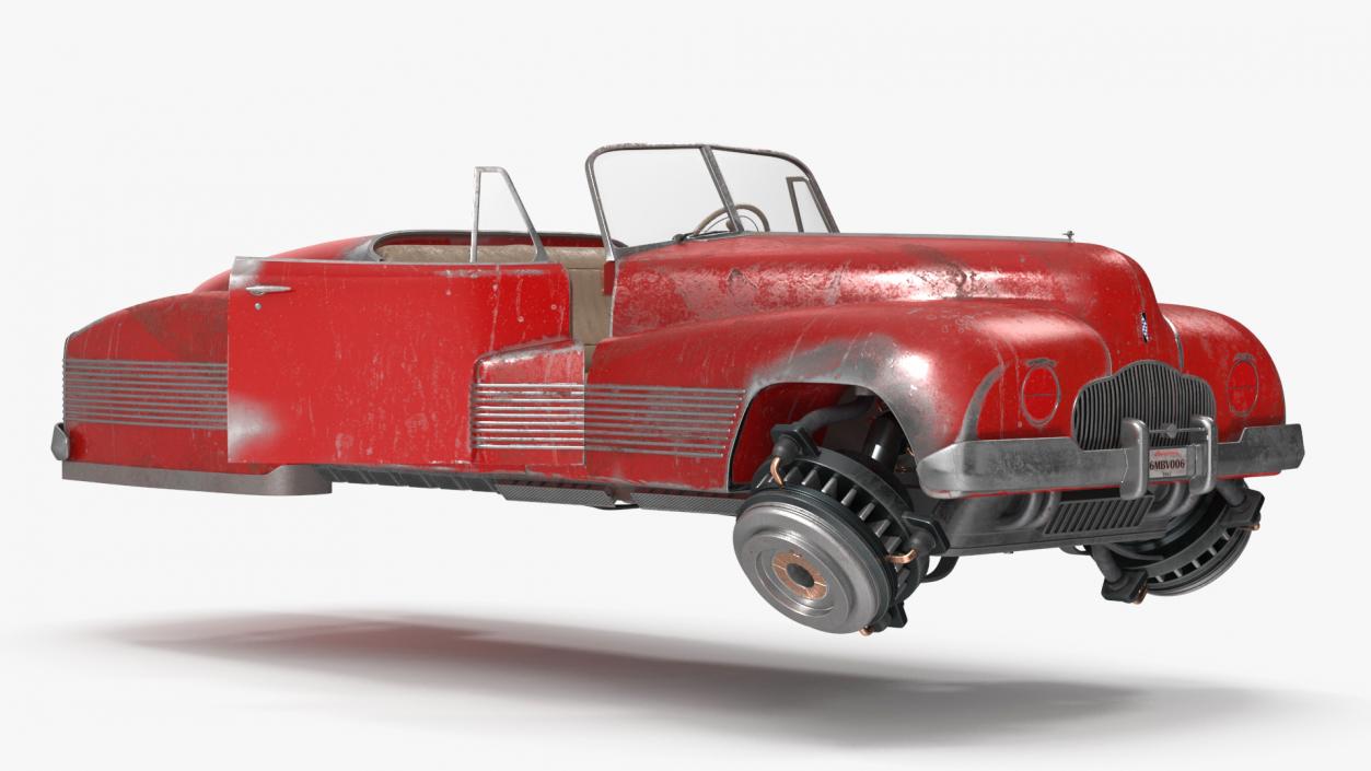 3D Red Retro Hovercar Old Rigged for Cinema 4D model