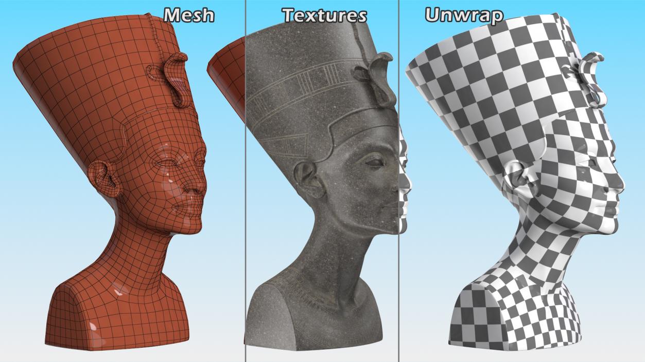 3D model Granite Bust of Nefertiti