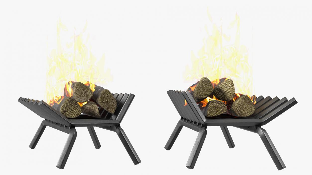 3D Fireplace Grate with Burning Logs model